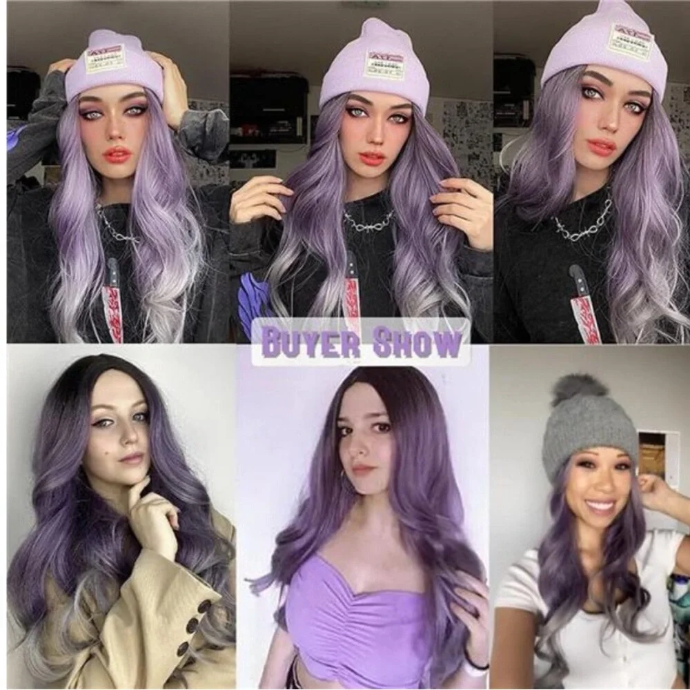 Lavender Ombre Long Wavy Wig